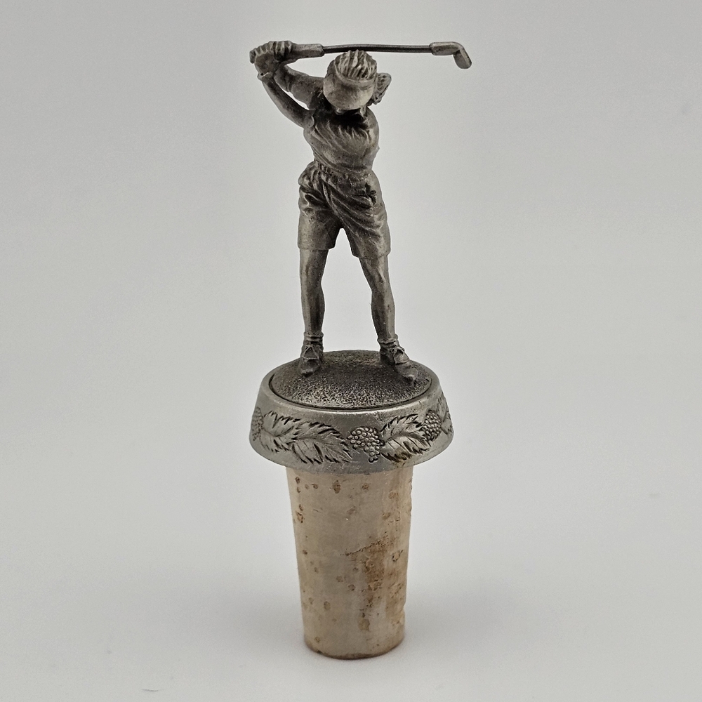 Sterling Classic 94 Female Golfer Wine Bottle Cork Stopper England Golf Barware